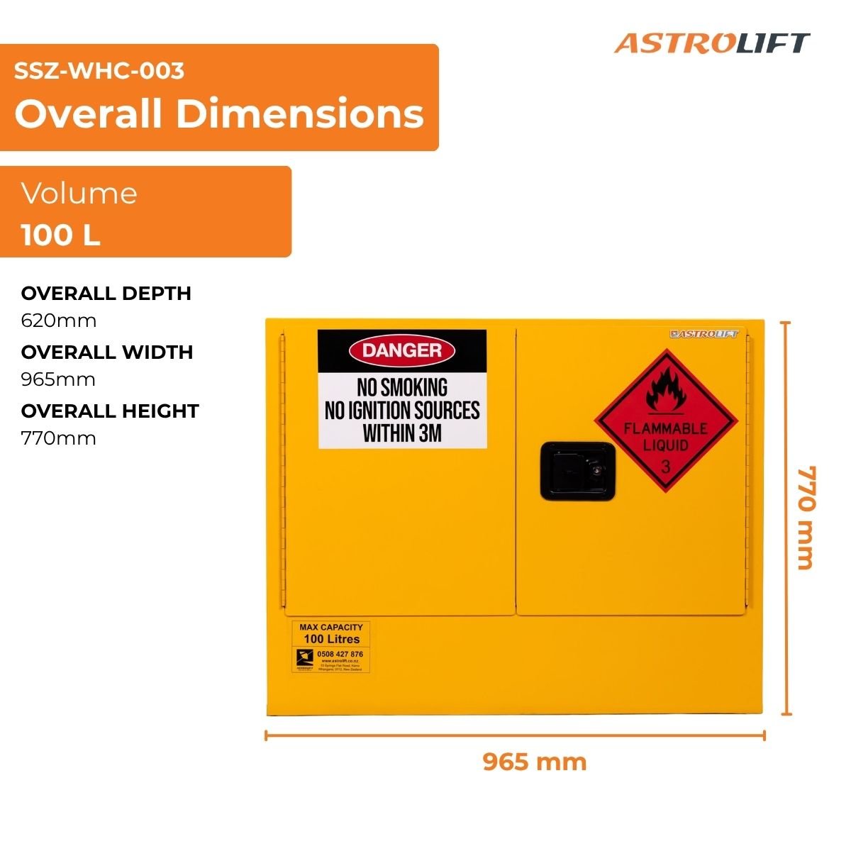 Buy Flammable Storage Cabinet  in Storage / Stillage available at Astrolift NZ